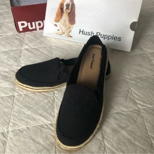 Hush Puppies black canvas espadrille loafers